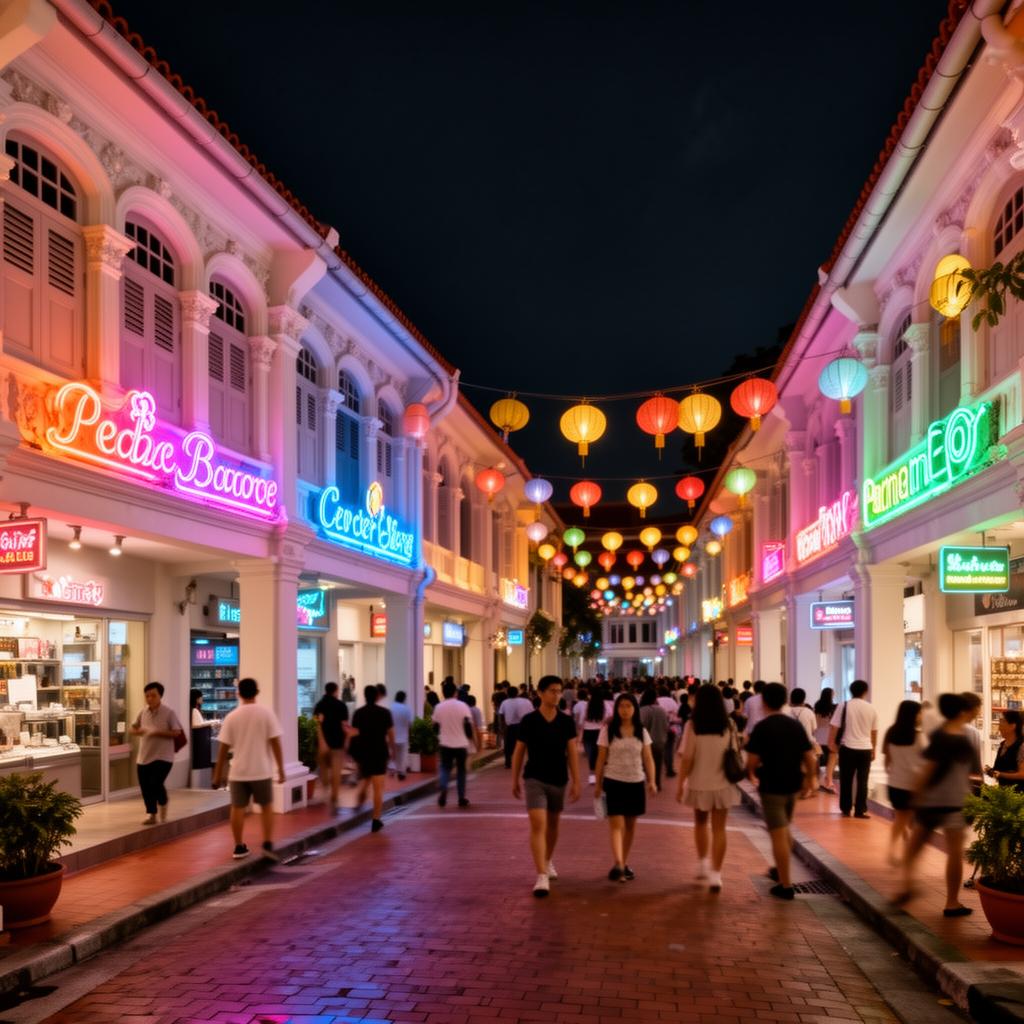 Equator Sovereign City — Lantern streets through a preserved shophouse district