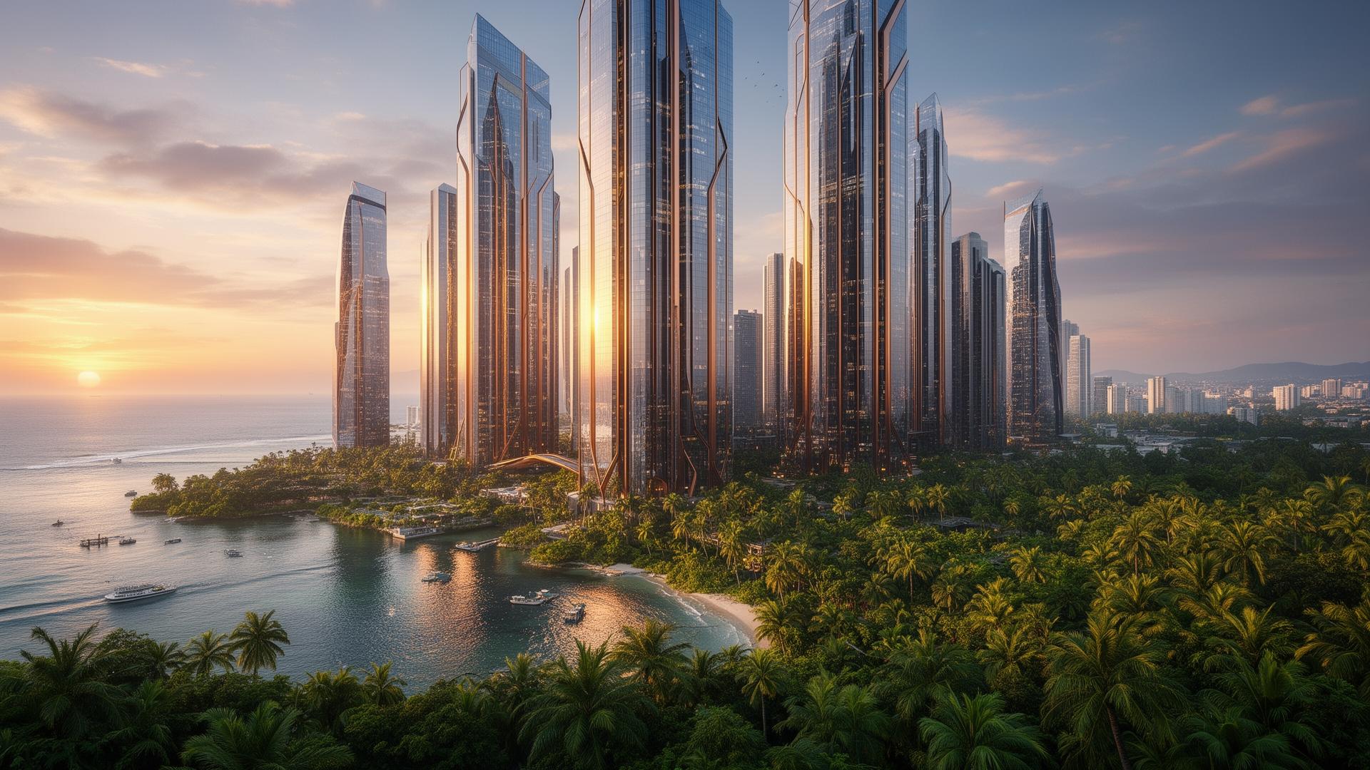 Unity Global City financial district skyline