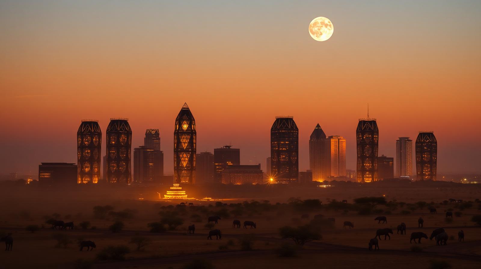 Kalahari Diamond City financial district skyline